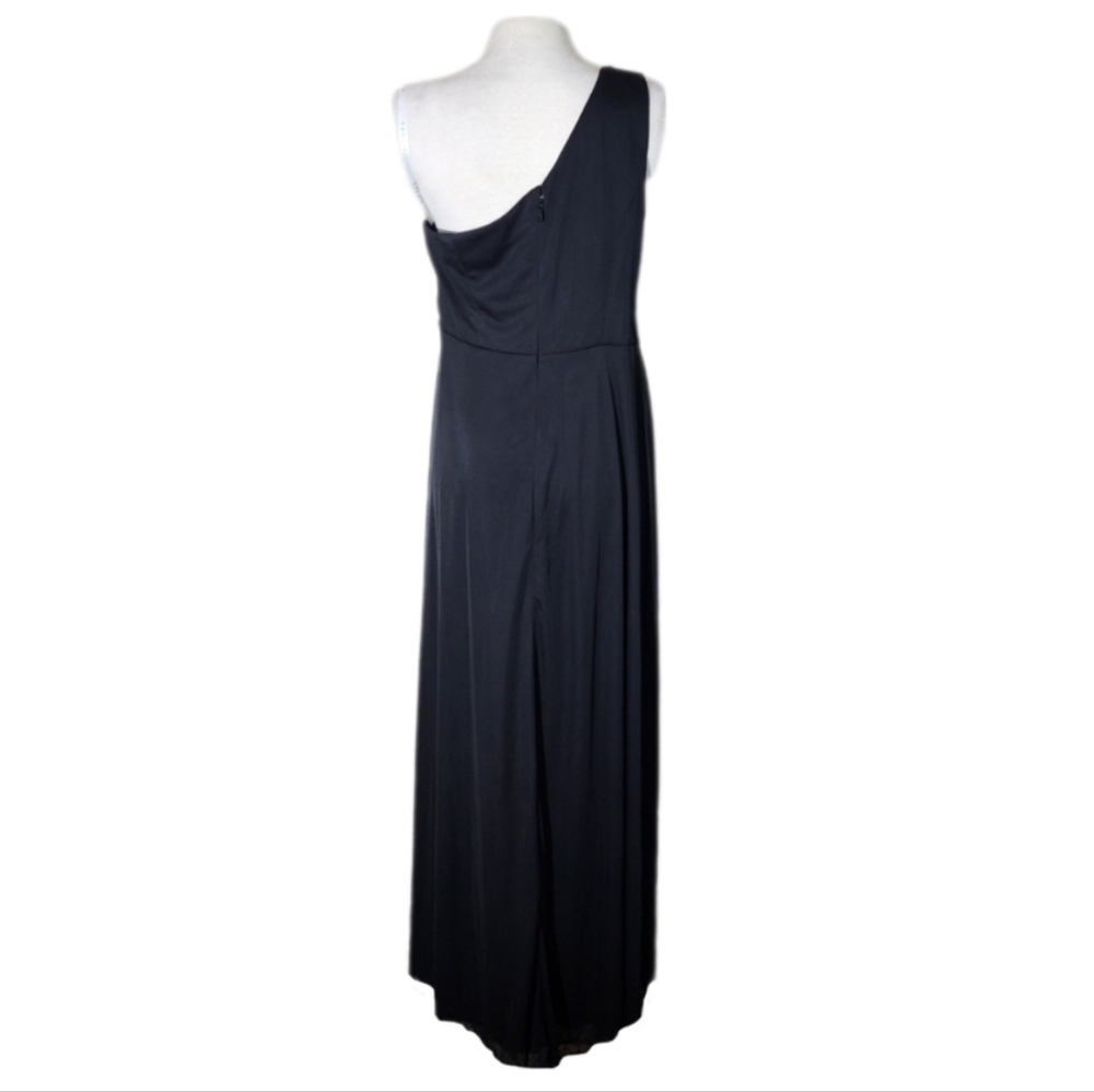 Azazi One Dress Vintage Shoulder Front Side Slit Formal Maxi Black Plus Size M - Picture 6 of 17